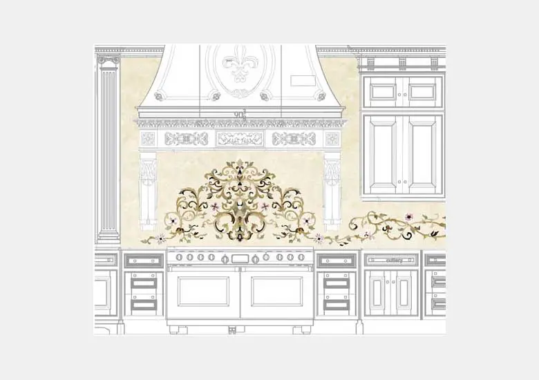 fiore-ornate-floral-marble-kitchen-backsplash Fiore