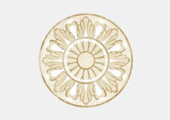 savoy-ornate-warm-marble-medallion Ornate marble medallion with warm tones and intricate detailing.